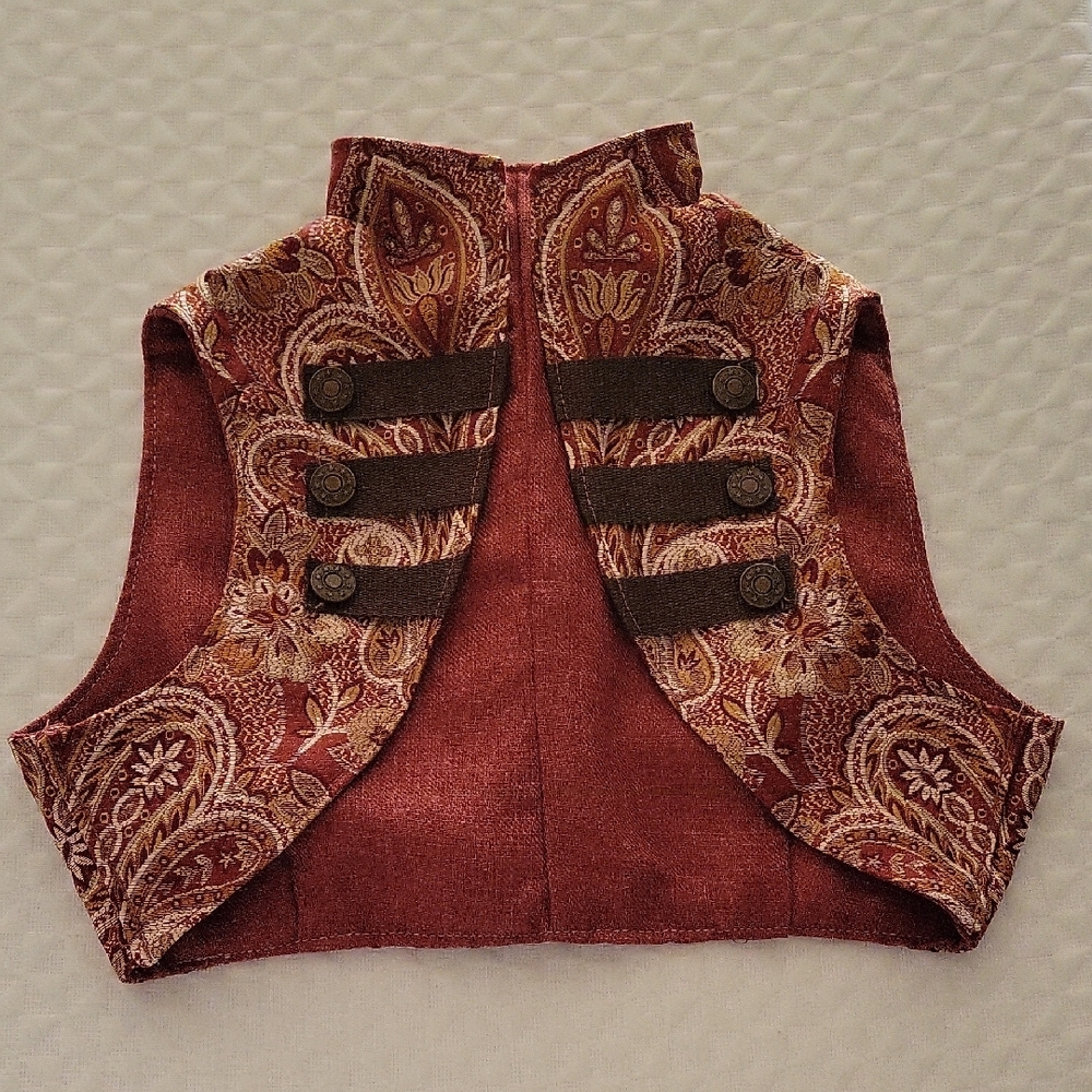Sgt Pepper Vest with Button Accents in Fire Floral Fabric